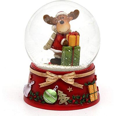 Dekohelden24 501472 Snow Globe with Elk and Red Base Dimensions L/W/H: 7 x 7 x 8.5 cm Ball Diameter 6.5 cm Dekohelden24 501472 Snow Globe with Elk and Red Base Dimensions L/W/H: 7 x 7 x 8.5 cm Ball Diameter 6.5 cm