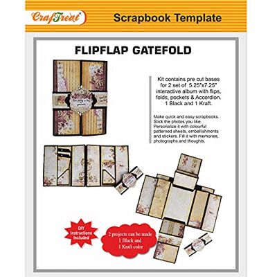 CrafTreat FlipFlap Gatefold Folio Scrapbook Templates – 2 Interactive Album Sets (Black & Kraft) with Precut Die Cuts, Belly Band Closure & Tutorials CrafTreat FlipFlap Gatefold Folio Scrapbook Templates – 2 Interactive Album Sets (Black & Kraft) with Precut Die Cuts, Belly Band Closure & Tutorials