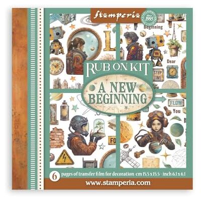 Stamperia Rub-on Kit for Scrapbooks, Albums, Cards, Bullet Journals and More, Easily Transfer Images onto Paper and Other Surfaces, Perfect for Crafts and Gifting (6 Pages) (A New Beginning) Stamperia Rub-on Kit for Scrapbooks, Albums, Cards, Bullet Journals and More, Easily Transfer Images onto Paper and Other Surfaces, Perfect for Crafts and Gifting (6 Pages) (A New Beginning)