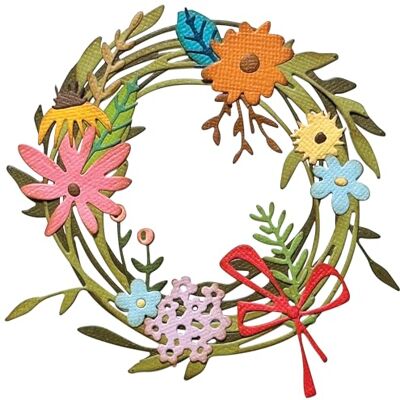 Sizzix Thinlits Die Set, Vault Funky Floral Wreath by Tim Holtz, 45 Cutting Dies, Silver Sizzix Thinlits Die Set, Vault Funky Floral Wreath by Tim Holtz, 45 Cutting Dies, Silver
