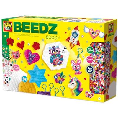 Creative Labs Beedz Iron‑On Beads Mega Craft Set – 9 Pin Plates, 5 Keyrings – Large Creative Beads Kit for Children Ages 5+ Creative Labs Beedz Iron‑On Beads Mega Craft Set – 9 Pin Plates, 5 Keyrings – Large Creative Beads Kit for Children Ages 5+