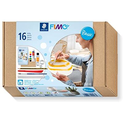 STAEDTLER 81 Set 01 FIMOair Air-Drying Modelling Clay Basic Set with Modelling Tools and Accessories (Set of 16 Pieces, Including 500g Clay Block) STAEDTLER 81 Set 01 FIMOair Air-Drying Modelling Clay Basic Set with Modelling Tools and Accessories (Set of 16 Pieces, Including 500g Clay Block)