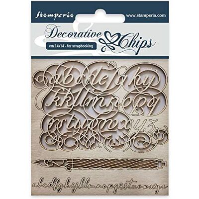 Stamperia INTERNATIONAL, KFT -Decorative Chips-Alphabet, Various, 14 x 14 cm Stamperia INTERNATIONAL, KFT -Decorative Chips-Alphabet, Various, 14 x 14 cm