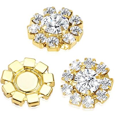 ALEXCRAFT 24PCS Rhinestone Button Gold Crystal Flower Button Embellishments Crafting Bulk for Cardigan Clothing Sewing Wedding Decoration ALEXCRAFT 24PCS Rhinestone Button Gold Crystal Flower Button Embellishments Crafting Bulk for Cardigan Clothing Sewing Wedding Decoration
