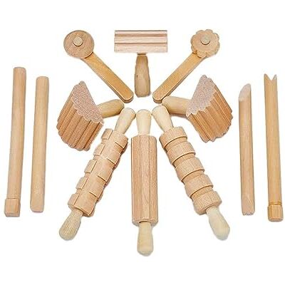 Craftplay Modelling tools Wooden dough tools Pack of 12 tools for cutting, stamping & rolling Craftplay Modelling tools Wooden dough tools Pack of 12 tools for cutting, stamping & rolling