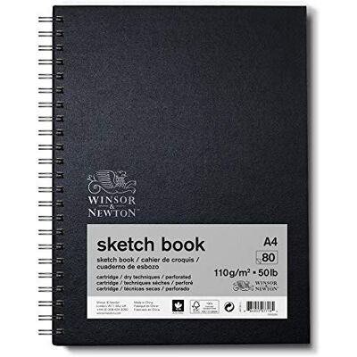 Winsor & Newton 6673011 Sketchbook with 80 Sheets Sketch Paper, 110 g/m², Hardcover Bound with Back, Micro-Perforated Sheets, Spiral Bound, DIN A5 Winsor & Newton 6673011 Sketchbook with 80 Sheets Sketch Paper, 110 g/m², Hardcover Bound with Back, Micro-Perforated Sheets, Spiral Bound, DIN A5
