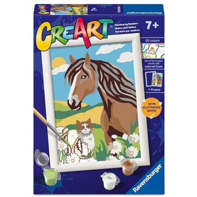 Ravensburger CreArt E Series: Friends in the Meadow, Painting by Numbers, Painting Kit Children, Frame Included, Educational and Creative Game, Gift Idea Children 7+ Years, 13 x 18 cm Ravensburger CreArt E Series: Friends in the Meadow, Painting by Numbers, Painting Kit Children, Frame Included, Educational and Creative Game, Gift Idea Children 7+ Years, 13 x 18 cm