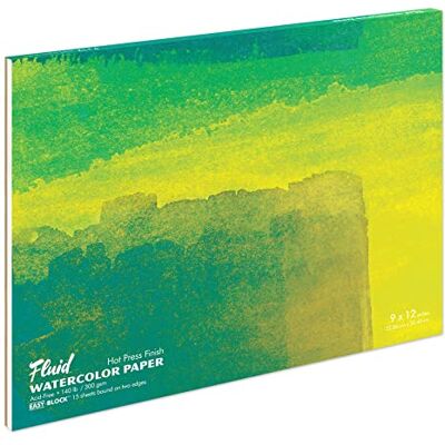 Speedball Fluid Hot Press Watercolour Block 9 x 12", 15 Sheets, Painting Journal, Paper Sketchbook, Watercolor Art Pad Speedball Fluid Hot Press Watercolour Block 9 x 12", 15 Sheets, Painting Journal, Paper Sketchbook, Watercolor Art Pad