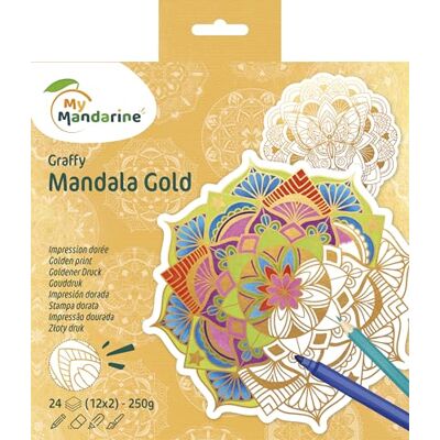 My Mandarine GY172C Graffy Mandala Gold Colouring Book 24 p Pre-Cut My Mandarine GY172C Graffy Mandala Gold Colouring Book 24 p Pre-Cut