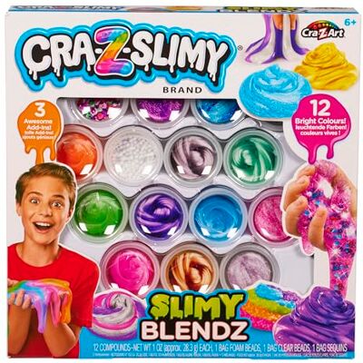 CRA-Z-ART Cra-Z-Slimy, Slimy Blendz Premade Slime Set, 1 ounce 12 slime compounds, non-toxic, DIY slime kit, 3 add-ins, age 6+, birthday gift CRA-Z-ART Cra-Z-Slimy, Slimy Blendz Premade Slime Set, 1 ounce 12 slime compounds, non-toxic, DIY slime kit, 3 add-ins, age 6+, birthday gift