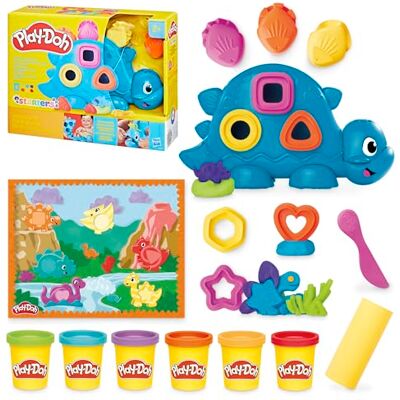 Play-Doh Starter Set Shapes & Colours Dinosaur Playset, Preschool Arts and Crafts Kit with Dino Tools, Cutters & 6 Tubs, Creative Sensory Toy for Kids (3+), Great Gift for Children Play-Doh Starter Set Shapes & Colours Dinosaur Playset, Preschool Arts and Crafts Kit with Dino Tools, Cutters & 6 Tubs, Creative Sensory Toy for Kids (3+), Great Gift for Children
