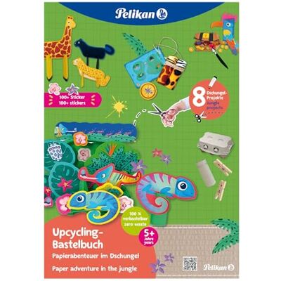 Pelikan , Pack of 5 Creative Upcycling Album with Stickers Jungle A4 32 Pages FSC Certified Pelikan , Pack of 5 Creative Upcycling Album with Stickers Jungle A4 32 Pages FSC Certified