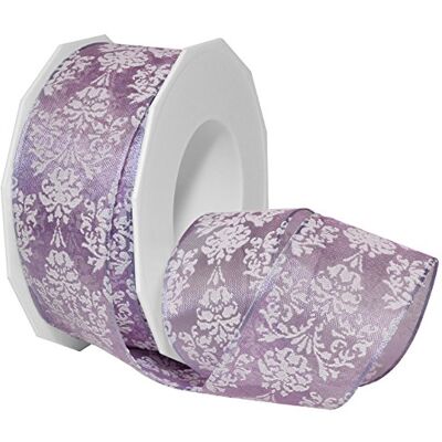 PRÄSENT Paradise Wired & Printed Ribbon Purple 40 mm width, 20 m length PRÄSENT Paradise Wired & Printed Ribbon Purple 40 mm width, 20 m length