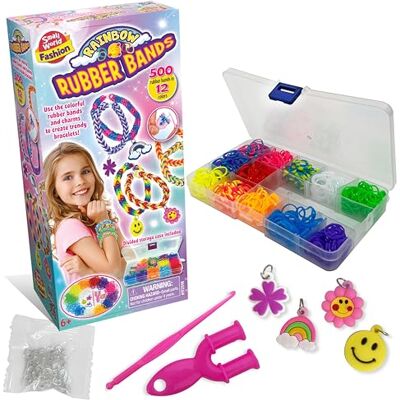 Small World Toys Fashion Rainbow Rubber Bands Bracelet Making Kit, 500 Bands in 12 Colours, Storage Case Included, Ages 6+ Small World Toys Fashion Rainbow Rubber Bands Bracelet Making Kit, 500 Bands in 12 Colours, Storage Case Included, Ages 6+