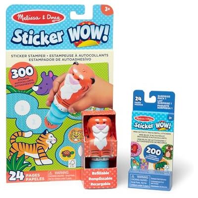 Melissa & Doug Sticker WOW Tiger Bundle: 24-Page Activity Pad, Sticker Stamper, 500 Stickers, Arts and Crafts Fidget Toy Collectible Character Melissa & Doug Sticker WOW Tiger Bundle: 24-Page Activity Pad, Sticker Stamper, 500 Stickers, Arts and Crafts Fidget Toy Collectible Character