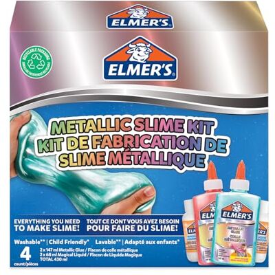 Elmer's Elmer’s Metallic Slime Kit Slime Supplies Include Metallic PVA Glue & Magical Liquid Slime Activator Washable & Kid Friendly 4 Count Elmer's Elmer’s Metallic Slime Kit Slime Supplies Include Metallic PVA Glue & Magical Liquid Slime Activator Washable & Kid Friendly 4 Count