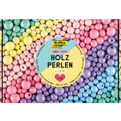 Folia 22993 22993 Jumbo Pastel Wooden Beads 1 kg Craft Beads in 6 Pastel Colours Approx. 2000 Wooden Balls with Diameter 1-1.8 cm Folia 22993 22993 Jumbo Pastel Wooden Beads 1 kg Craft Beads in 6 Pastel Colours Approx. 2000 Wooden Balls with Diameter 1-1.8 cm
