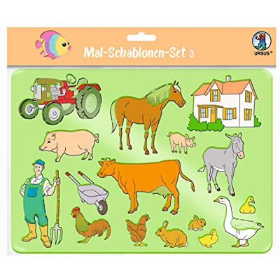 Ursus 44100003 Set of 3 for Children 6 Transparent Stencils with Different Designs Plastic and 6 Coloured Motif Templates 26.8 x 18.9 x 0.2 cm Multi-Coloured Ursus 44100003 Set of 3 for Children 6 Transparent Stencils with Different Designs Plastic and 6 Coloured Motif Templates 26.8 x 18.9 x 0.2 cm Multi-Coloured