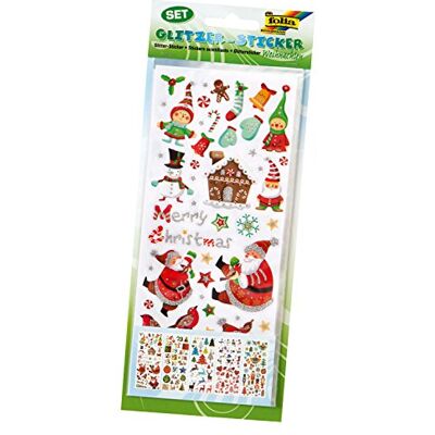 Folia 1412 Glitter Sticker Christmas 10 x 23 cm, 5 sheets, Assorted Folia 1412 Glitter Sticker Christmas 10 x 23 cm, 5 sheets, Assorted