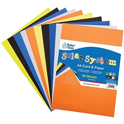 Baker Ross FX136 Solar System A4 Card and Paper Pack Pack of 80 Sheets, Classroom Craft Essential, Arts and Crafts for Kids, School Supplies Baker Ross FX136 Solar System A4 Card and Paper Pack Pack of 80 Sheets, Classroom Craft Essential, Arts and Crafts for Kids, School Supplies