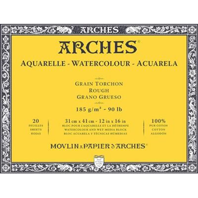 Arches 1795080 Watercolour Pad, Wood, White, 41 x 31 cm, 20 Sheets, 185 g/m² Arches 1795080 Watercolour Pad, Wood, White, 41 x 31 cm, 20 Sheets, 185 g/m²