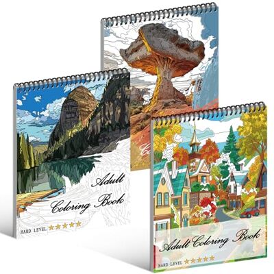Kalysky 3 Pack Colouring Books for Adult, Landscape Adult Colouring Books for Stress Relief, 60 Mindfulness Designs Colour Books for Women Men Artists Kalysky 3 Pack Colouring Books for Adult, Landscape Adult Colouring Books for Stress Relief, 60 Mindfulness Designs Colour Books for Women Men Artists
