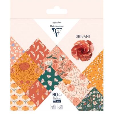 Clairefontaine 95641C Origami, Pack 60 sh 15x15cm 70g, Boho Floral Clairefontaine 95641C Origami, Pack 60 sh 15x15cm 70g, Boho Floral