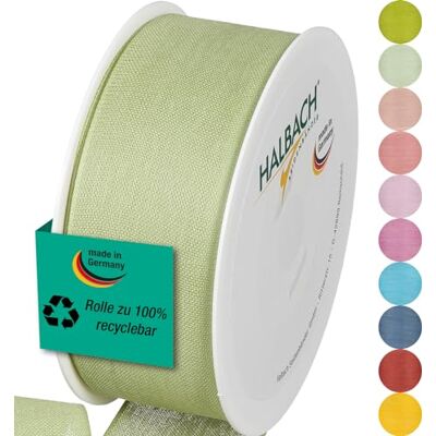 Halbach Seidenbänder Gift Ribbon Width 40 mm Length 25 m Ribbon Made in Germany Gift Ribbons in a Variety of Colours and Widths Perfect for Packaging and Decorating, Colour: Pale Green Halbach Seidenbänder Gift Ribbon Width 40 mm Length 25 m Ribbon Made in Germany Gift Ribbons in a Variety of Colours and Widths Perfect for Packaging and Decorating, Colour: Pale Green