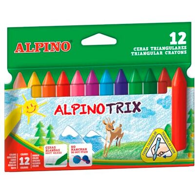 Alpino Set of 12 Trix coloured crayons Triangular format Long Lasting and Resistance Diversity of Colours Creativity Without Limits Case Waxes Alpino Set of 12 Trix coloured crayons Triangular format Long Lasting and Resistance Diversity of Colours Creativity Without Limits Case Waxes