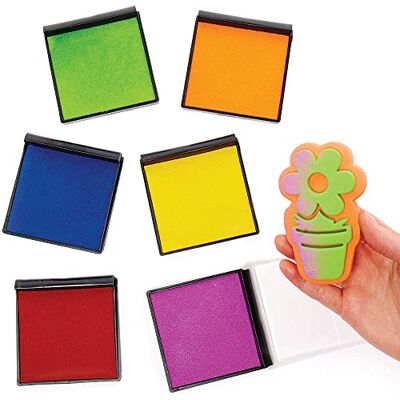 Baker Ross FC867 Rainbow Colours Ink Stamps Pads Pack of 6, Crafts for Kids, Stamping for Paper and Card, Scrapbooking Supplies Baker Ross FC867 Rainbow Colours Ink Stamps Pads Pack of 6, Crafts for Kids, Stamping for Paper and Card, Scrapbooking Supplies