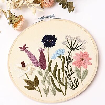 REEWISLY Embroidery Kit for Beginners 4 Sets, Hand DIY Cross Stitch Kits,4 pcs Bamboo Embroidery Hoop,4 pcs Plants Flowers Embroidery Patterns and Threads,Easy for The Embroidery Beginners to Learn… REEWISLY Embroidery Kit for Beginners 4 Sets, Hand DIY Cross Stitch Kits,4 pcs Bamboo Embroidery Hoop,4 pcs Plants Flowers Embroidery Patterns and Threads,Easy for The Embroidery Beginners to Learn…