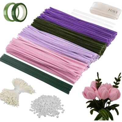 Woobroo 400PCS Pipe Cleaners for Craft Flowers, Macaron Pipe Cleaners Set for Floral Arrangements and Art Projects (Purple) Woobroo 400PCS Pipe Cleaners for Craft Flowers, Macaron Pipe Cleaners Set for Floral Arrangements and Art Projects (Purple)