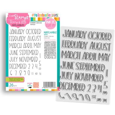 Polkadoodles Calendar Months & Numbers Clear Stamps (Large A5/6 x 8) Polkadoodles Calendar Months & Numbers Clear Stamps (Large A5/6 x 8)