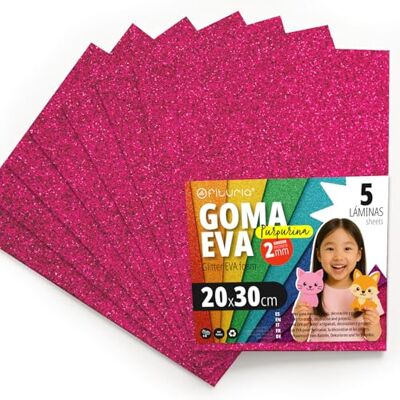 OFITURIA 5pcs Glitter EVA Foam Sheets for DIY School Projects Decorative Art Scrapbooking 20x30cm (Fuchsia Glitter) OFITURIA 5pcs Glitter EVA Foam Sheets for DIY School Projects Decorative Art Scrapbooking 20x30cm (Fuchsia Glitter)