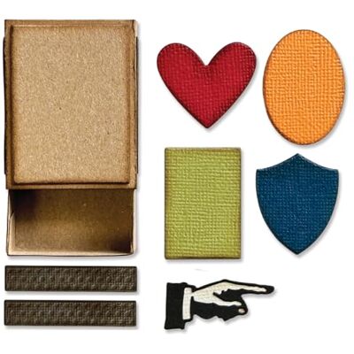 Sizzix Thinlits Die Set, Vault Matchbox by Tim Holtz, 10 Cutting Dies Sizzix Thinlits Die Set, Vault Matchbox by Tim Holtz, 10 Cutting Dies