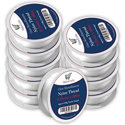 Habercrafts 0.15mm Clear Nylon Thread Invisible String Non Stretch Clear Fishing Wire Transparent Plastic Sewing Thread For Hanging Decorations Craft Party Balloon Arch Beading & Jewellery Making Approx Tensile Strength 0.9kg (0.15mm x 100m 10 Spools) Habercrafts 0.15mm Clear Nylon Thread Invisible String Non Stretch Clear Fishing Wire Transparent Plastic Sewing Thread For Hanging Decorations Craft Party Balloon Arch Beading & Jewellery Making Approx Tensile Strength 0.9kg (0.15mm x 100m 10 Spools)