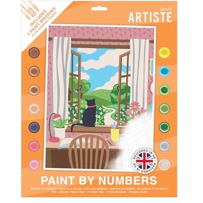 DOCRAFTS ARTISTE Large Paint by Numbers, Window View, Summer Craft, 395x295mm Board 14 Acrylic Colour Paint 3 Size Brush Set, Adults Craft, Hobbies Craft, Number Coded Design, Personalised Art DOCRAFTS ARTISTE Large Paint by Numbers, Window View, Summer Craft, 395x295mm Board 14 Acrylic Colour Paint 3 Size Brush Set, Adults Craft, Hobbies Craft, Number Coded Design, Personalised Art