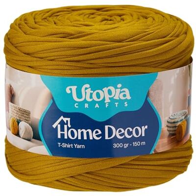 Utopia Crafts Home Decor T-Shirt Yarn for Crocheting, 300g Thick Soft Elastic Ribbon Yarn for Crochet Baskets Bags Rugs, Textile Fabric Yarn for Beginners, Home Decor, 5-7mm Hook (Mustard) Utopia Crafts Home Decor T-Shirt Yarn for Crocheting, 300g Thick Soft Elastic Ribbon Yarn for Crochet Baskets Bags Rugs, Textile Fabric Yarn for Beginners, Home Decor, 5-7mm Hook (Mustard)