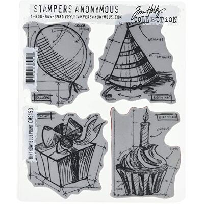 Stampers Anonymous Tim Holtz Cling Mounted Stamp Sets Birthday Blueprint Rubber Stamp Stampers Anonymous Tim Holtz Cling Mounted Stamp Sets Birthday Blueprint Rubber Stamp
