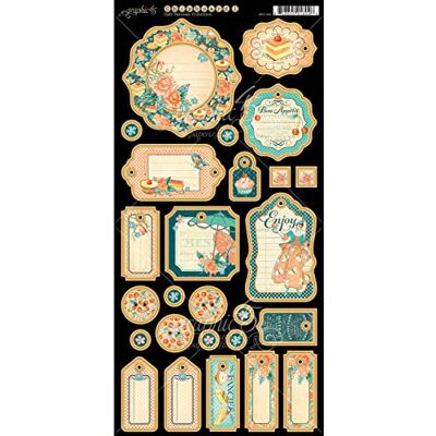 Graphic 45 Cafe Parisian Journaling Chipboard, Multicoloured Graphic 45 Cafe Parisian Journaling Chipboard, Multicoloured