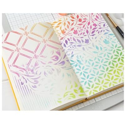 Sizzix Layered Stencils, Backgrounds by Willow Wolfe, 4 Reusable Stencils Sizzix Layered Stencils, Backgrounds by Willow Wolfe, 4 Reusable Stencils
