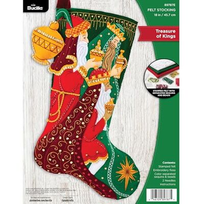 Bucilla Felt Applique 18" Stocking Making Kit, Treasure of Kings, Perfect for DIY Arts and Crafts Bucilla Felt Applique 18" Stocking Making Kit, Treasure of Kings, Perfect for DIY Arts and Crafts