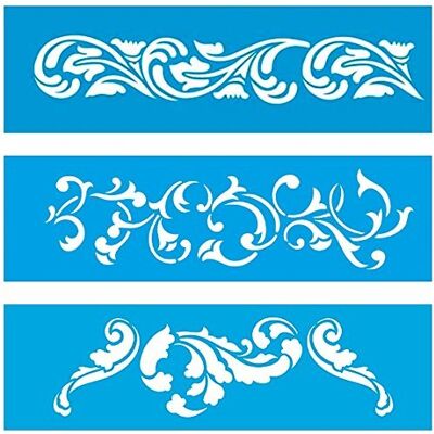 Litoarte (Set of 3) 28 cm x 8 cm Flexible Plastic Universal Stencil Wall Airbrush Furniture Textile Decor Decorative Pattern Design Art Craft Drawing Stencil Wall Stencil Leaves Flowers Summer Litoarte (Set of 3) 28 cm x 8 cm Flexible Plastic Universal Stencil Wall Airbrush Furniture Textile Decor Decorative Pattern Design Art Craft Drawing Stencil Wall Stencil Leaves Flowers Summer