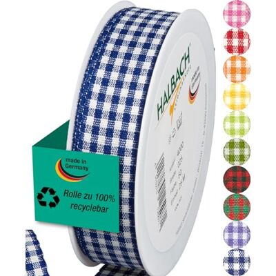 Halbach Seidenbänder Premium Vichy Chequered Gift Ribbon (Dark Blue) Width 25 mm Length 25 m Checked Ribbon Made in Germany Halbach Seidenbänder Premium Vichy Chequered Gift Ribbon (Dark Blue) Width 25 mm Length 25 m Checked Ribbon Made in Germany