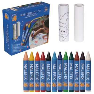 Pustefix Malefix Wax Crayons Painting Roll Set 12 Pens, 2 Painting Rolls Pustefix Malefix Wax Crayons Painting Roll Set 12 Pens, 2 Painting Rolls