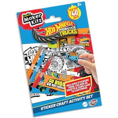 BLADEZ Hot Wheels Monster Trucks Sticker Activity Set, Colour-in Sheets 12 Pack BLADEZ Hot Wheels Monster Trucks Sticker Activity Set, Colour-in Sheets 12 Pack