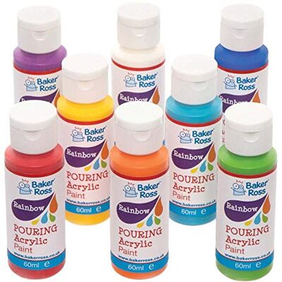 Baker Ross FE493 Rainbow Acrylic Paint Pack of 8, Metallic Acrylic Paint, Kids Paint Set, Art Sets for Children Baker Ross FE493 Rainbow Acrylic Paint Pack of 8, Metallic Acrylic Paint, Kids Paint Set, Art Sets for Children