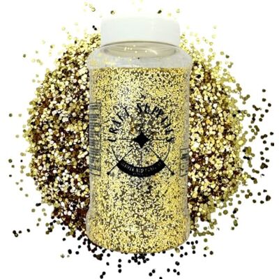 Palm Large 500g Shaker Jar of Gold Glitter for Resin or Crafts, Chunky Glitter, Nail Art Palm Large 500g Shaker Jar of Gold Glitter for Resin or Crafts, Chunky Glitter, Nail Art
