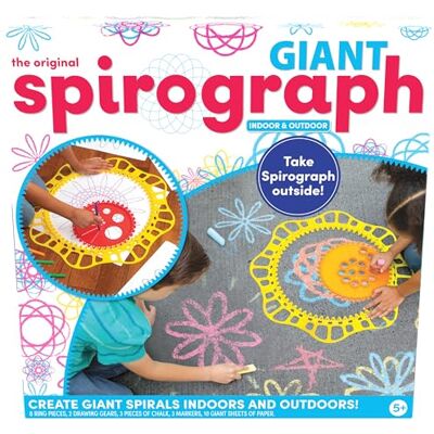 Spirograph Giant Set Create Giant Spiral Designs Indoors and Outdoors 26 Piece Set Including Gears, Chalk, Markers & Giant Paper Creative Arts & Crafts Activity for Ages 5+ Spirograph Giant Set Create Giant Spiral Designs Indoors and Outdoors 26 Piece Set Including Gears, Chalk, Markers & Giant Paper Creative Arts & Crafts Activity for Ages 5+