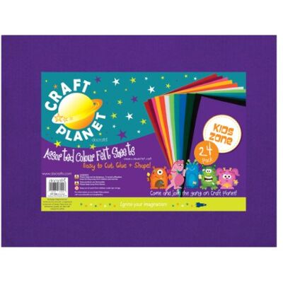 Craft Planet 9 x 12" Acrylic Felt, Assorted Pack Craft Felt Sheets, Coloured Sheets, Felt Crafting Fabric, Stick With Glue Adhesive Pritt Stick, Felt Crafting Fabric For Sewing, Patchwork, Craft Craft Planet 9 x 12" Acrylic Felt, Assorted Pack Craft Felt Sheets, Coloured Sheets, Felt Crafting Fabric, Stick With Glue Adhesive Pritt Stick, Felt Crafting Fabric For Sewing, Patchwork, Craft